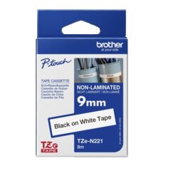 Brother TZEN221 Schriftbandkassette 9mmx8m unlaminiert sw auf ws