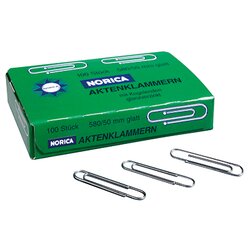 NORICA® 2260 Büroklammer 50mm glatt verzinkt 100 St./Pack.