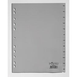 DURABLE 650710 Register DIN A4 volldeckend Dez-Jan 12tlg. PP grau