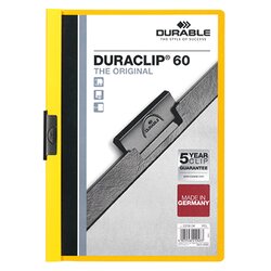 DURABLE 220904 Klemmmappe DURACLIP 60 DIN A4 Hartfolie gelb