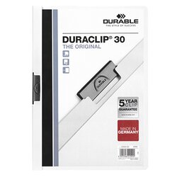 DURABLE 220002 Klemmmappe DURACLIP 30 DIN A4 Hartfolie weiß