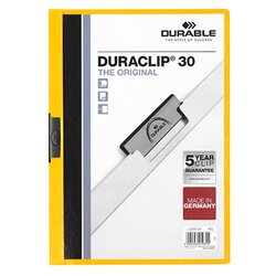 DURABLE 220004 Klemmmappe DURACLIP 30 DIN A4 Hartfolie gelb