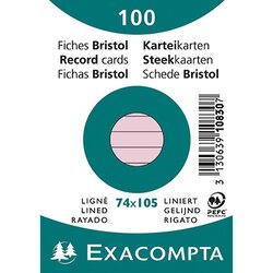 Exacompta 10830SE Karteikarte DIN A7 liniert rosa 100 St./Pack.