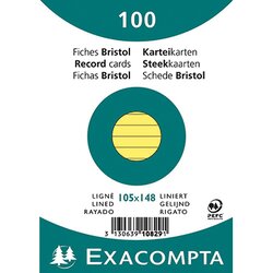 Exacompta 10829SE Karteikarte DIN A6 liniert gelb 100 St./Pack.