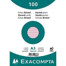 Exacompta 10838SE Karteikarte DIN A5 liniert rosa 100 St./Pack.