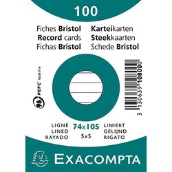 Exacompta 10800SE Karteikarte DIN A7 liniert weiß 100 St./Pack.