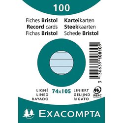 Exacompta 10810SE Karteikarte DIN A7 liniert blau 100 St./Pack.