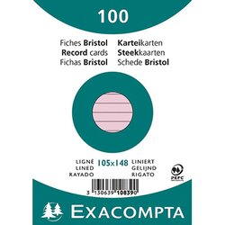 Exacompta 10839SE Karteikarte DIN A6 liniert rosa 100 St./Pack.