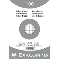Exacompta 10208E Karteikarte DIN A5 kariert weiß 100 St./Pack.