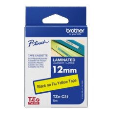 Brother TZEC31 Schriftbandkassette 12mmx5m sw auf ge