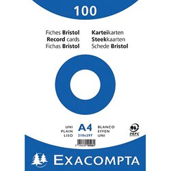 Exacompta 10506E Karteikarte DIN A4 blanko weiß 100 St./Pack.