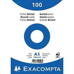 Exacompta 10508E Karteikarte DIN A5 blanko weiß 100 St./Pack.