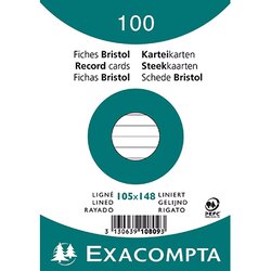 Exacompta 10809se Karteikarte DIN A6 liniert weiß 100 St./Pack.