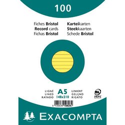 Exacompta 10828SE Karteikarte DIN A5 liniert gelb 100 St./Pack.