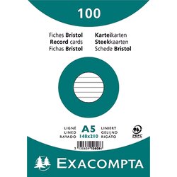 Exacompta 10808SE Karteikarte DIN A5 liniert weiß 100 St./Pack.