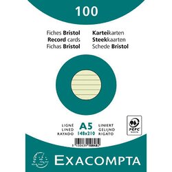 Exacompta 10848SE Karteikarte DIN A5 liniert grün 100 St./Pack.