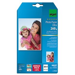 SIGEL IP606 Inkjetpapier ULTRA 10x15cm hochglänzend 24 Bl./Pack.