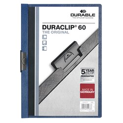 DURABLE 220907 Klemmmappe DURACLIP 60 DIN A4 Hartfolie dunkelblau