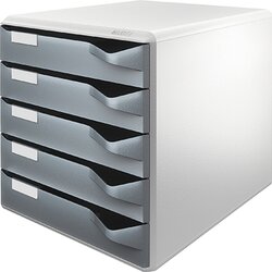 Leitz 52800089 Schubladenbox DIN A4 5Schubfächer lichtgr/d.gr