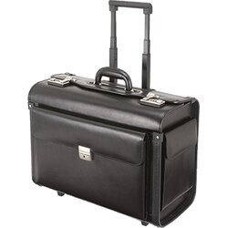 Alassio® 92705 Pilotenkoffer mit Trolley Leder schwarz