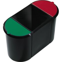 helit H6103596 Papierkorb Trio-System 3Fächer 20/9/9l sw/rt/gn