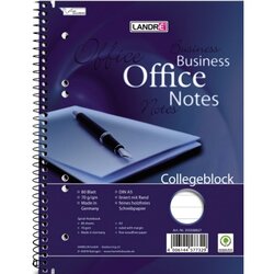 Landré 100050258 Collegeblock A5 WORK  80Bl liniert +Rand 4fach gel 