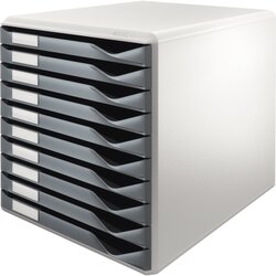 Leitz 52810089 Schubladenbox DIN A4 10Schubfächer lichtgr/d.gr