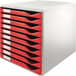 Leitz 52810025 Schubladenbox DIN A4 10Schubfächer lichtgr/rt