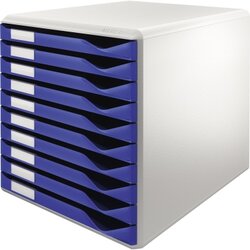 Leitz 52810035 Schubladenbox DIN A4 10Schubfächer l.graur/bl