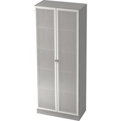 Hammerbacher V6100G/5/S/SG Glastürenschrank Solid 80x42x200,4cm grau