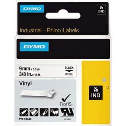 DYMO® 18443 Schriftbandkassette Rhino ID1 9mmx5,5m sw auf ws