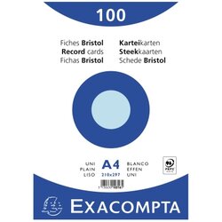 Exacompta 10316E Karteikarte DIN A4 blanko blau 100 St./Pack.