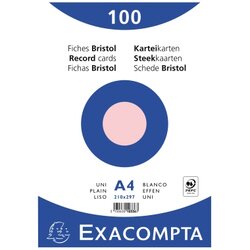 Exacompta 10336E Karteikarte DIN A4 blanko rosa 100 St./Pack.