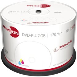 PRIMEON 2761206 DVD-R 16x 4,7GB 120Min. bedruckbar 50 St./Pack.