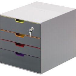 DURABLE 760627 Schubladenbox VARICOLOR Safe Schloss 4Fächer gr/fb