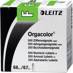 Leitz 66151000 Buchstabensignal Orgacolor F grün 250 St./Pack.