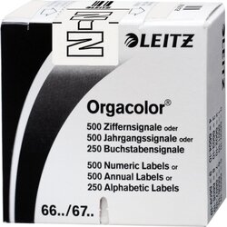 Leitz 66231000 Buchstabensignal Orgacolor N weiß 250 St./Pack.