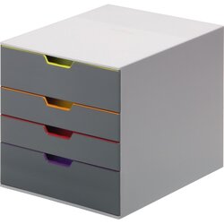 DURABLE 760427 Schubladenbox VARICOLOR 4 4Schubfächer grau/farbig