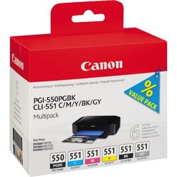 Canon Tintenpatrone PGI-550PGBK/CLI-551 C/M/Y/BK/GY schwarz, cyan, magenta, gelb, grau