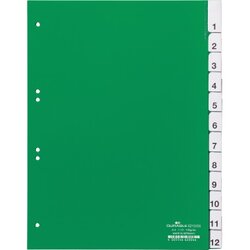 DURABLE 621005 Register DIN A4 1-12 12teilig Hartfolie grün