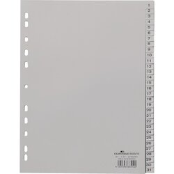 DURABLE 652310 Register DIN A4 volldeckend 1-31 31tlg. PP grau