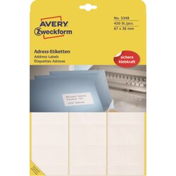 Avery Zweckform 3348 Adressetikett 67x38mm weiß 420 St./Pack.