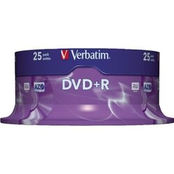 Verbatim 43500 DVD+R 16x 4,7GB 120Min. Spindel 25 St./Pack.