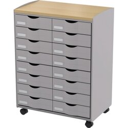 Paperflow DT162N.02.23 Rollwagen 16Schübe 55,2x74,5x35cm grau