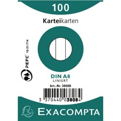 Exacompta 3808B Karteikarte DIN A8 liniert weiß 100 St./Pack.