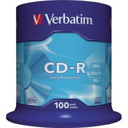 Verbatim 43411 CD-R 52x 700MB 80Min. Spindel 100 St./Pack.