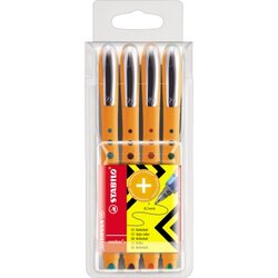 STABILO® 2016/4 Tintenroller Bionic  Worker fine 0,4mm sort 4St