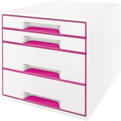 Leitz 52132023 Schubladenbox WOW CUBE 4Schubfächer weiß/pink