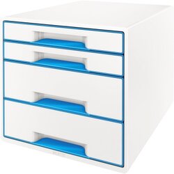 Leitz 52132036 Schubladenbox WOW CUBE 4Schubfächer weiß/blau