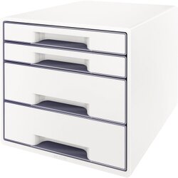 Leitz 52132001 Schubladenbox WOW CUBE 4Schubfächer weiß/grau